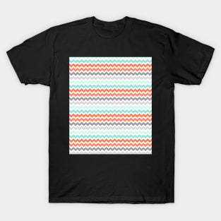 Turquoise Coral Orange Blue Chevron T-Shirt